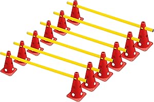 ‎RHINOS SPORTS RHINOS sports Steckhürdenset 6er | 12 rote Kegel: 22,5cm | 6 gelbe Stangen: 1m