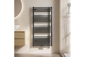 EMKE Badheizkörper Handtuchhalter 1200x600 mm, Handtuchheizkörper Mittelanschluss Handtuchwärmer Handtuchtrockner Heizkörper Bad Handtuchheizung Anthrazit 598W