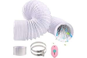 URHRHU PVC Flexible Hose 80mm Flexible Ducting Auminium Foil Ducting Insulated Ducting Ventilation Air Ducting PVC Pipe for Universal Tumble Dryer (80mm*2.2m, White)