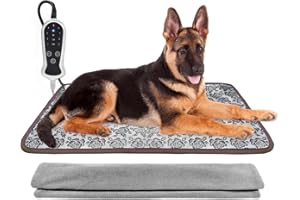 RC SLL Heated Dog Bed, Electric Pet Heating Pad Heated Pet Bed for Cats and Dogs,Upgraded Adjustable Controller,Waterproof Heating Pad for Dogs with Chew Resistant Steel Cord(Rose,43 * 58cm)