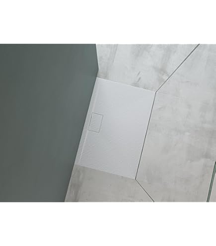 Sellon24 Duschwanne Black Stone 80x80cm – Quadratische Duschwanne Mit Naturstein-Optik, Rutschfest & Antibakteriell