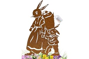 ‎TERMA Terma Stahldesign Edelrost Osterhäsin und Hasenkind 48 cm mit Spieß Handmade Germany, tolle gartendeko aus Rost-Metall, deko rostoptik, Rostfiguren Tiere, rostfiguren Garten, Rostdeko