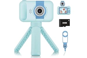 ARNSSIEN Macchina Fotografica Bambini, Fotocamera Bambini con Treppiede, Display IPS 2.4in, Obiettivo 180° Flip, Fotocamera Selfie, Regalo di Natale/Compleanno per Bambino 3 4 5 6 7 8 9 10 Anni