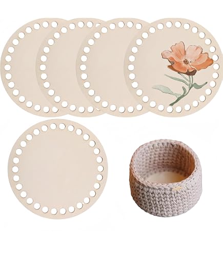 Lot De 5 Fonds De Panier En Bois Naturel 10 Cm - Base Ronde Pour Crochet, Tissage, Projets DIY