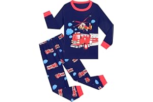 Pilipulu Jungen Schlafanzug Langarm Baumwolle Winter Kinder Pyjama Set Dinosaurier Bagger Traktor Planeten Auto Zweiteiliger Glow in The Dark Nachtwäsche 3-9 Jahre DE Größe 98-134