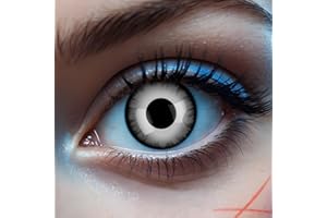 SEO-FANALLY Weiße Kontaktlinsen Halloween 2 Stück (1 Paar), Kontaktlinsen Farbig mit Kontaktlinsenbehälter ohne Stärke, Vampir Kontaktlinsen, Kontaktlinsen Weiß für Halloween Kostüm als Karneval, Cosplay, Devil