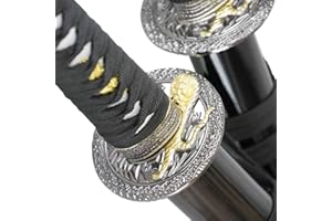 EPIC SWORDS Katana Wakizashi Black Tiger Daisho Samuraischwert Schwertpaar Deko stumpf mit Schwertständer und Zubehör