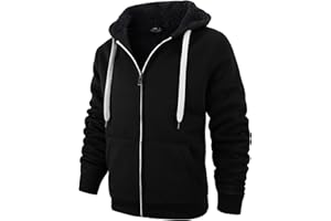 SPEEDRUN Sweatjacke Herren mit Kapuze Gefütterte Fleecejack Männer Kapuzenpullover für Herren Fell Hoodie dick mit Reißverschluss Taschen Warm Casual Outdoor Winter