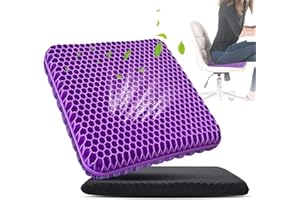 BICMTE Gel Seat Cushion, Double Thick Breathable Seat Cushion Cool Gel Cushion Honeycomb Design,Breathable Lumbar Cushion With Non-Slip,Pressure Pain relief Gel Cushion For Home Office Chair Car Wheelchair