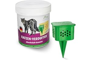 GARDIGO® Katzenschreck Granulat inklusive Beet-Stecker | 300g | Katzenschreck für Garten mit Eukalyptus Citriodora Öl I Made in Germany I Katzenabwehr für Haus und Garten | Katzenvertreiber