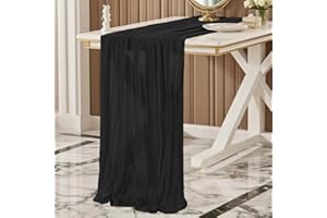 FOATCOX Käsetuch Tischläufer Schwarz, 300 x 90 cm Boho Gaze Tischläufer Cheesecloth Läufer für Hochzeit, Geburtstagsfeiern, Babypartys, Weihnachten und Silvester von Tisch Dekoration