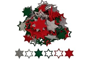 jenich (2cm+3.4cm) 240 Stück Filz Sterne Weihnachten Streudeko Sterne Tischdeko Filzsterne Weeihnachtsdeko Rot Grün Grau Filz Sterne für Weihnachten DIY Handwerk