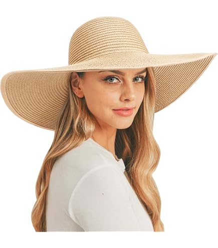 LUMoony Chapeau De Soleil Femme Pliable En Paille - Large Bord Avec Mesh, Protection UV Pour Plage Et Voyage