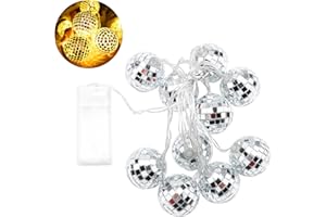 Onsolo Mirror Ball LED String Light 2M/6.6ft Battery Operated Glitter Ball Fairy Lights Mini Disco Ball Light Decorations with 10 Light Bulbs Indoor Lighting for Parties Christmas Tree Decorations