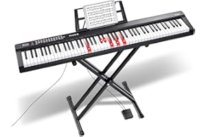 VEVOR 88 Teclas Piano de Teclado Digital Portátil Teclas Semipesadas 1000 Tonos con Soporte Ajustable, Altavoces Incorporados, Pedal de Sustain, Auriculares, Bluetooth, MIDI, USB para Principiantes