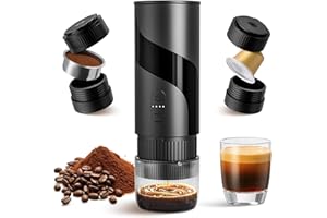 MEMOEVER 2 in 1 Portable Electric Coffee Maker, 20-Bar Portable Espresso Maker with USB-C Rechargable, Travel Coffee Maker for Car, Camping and Office, Compatible with Coffee Powder and Nespresso Capsule