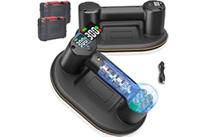 SCZND 2 Stück Akku Saugheber, 300kg Saugkraft Saugheber Fliesen Akku mit Doppelmotor, LCD-Display, 4000 mAh integrierter Lithium-Ionen-Akku, Durchmesser 24 cm, Saugheber Akku für Fliesen, Glas, Marmor
