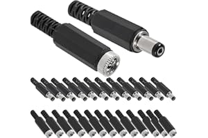 RUNCCI-YUN 24 pcs 5,5 mm x 2,1 mm DC Power Jack，Jack de montaje en panel,Conector De Soldadura, para CCTV ect Electronics Projects