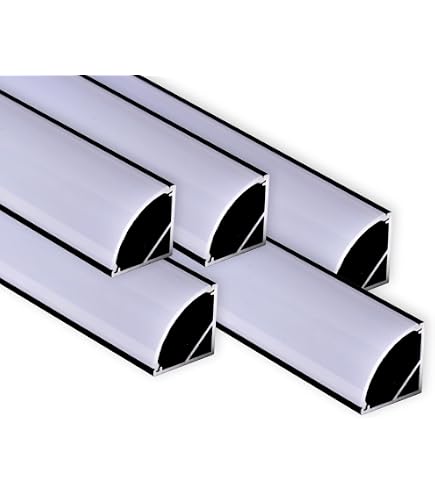 Neckar Profilo LED Angolare In Alluminio Nero 200cm - Copertura Trasparente, Per Strisce LED 12mm