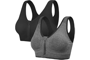 UMIPUBO Femme Soutien-Gorge de Sport Avant Zipper Push Up Bra Vest sous-vêtements de Sport Coussinets Amovibles pour Fitness Yoga Course