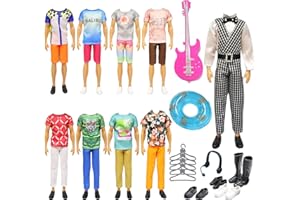 YITULOU 23 Piezas Ropa Compatible con Ken Ropa, Ropa de muñeca de niño 1 Traje de cuadrícula 4 Ropa Casual 4 Pantalones 5 Pares de Zapatos 8 Accesorios 12 Pulgadas muñeca de niño(Estilo Aleatorio)