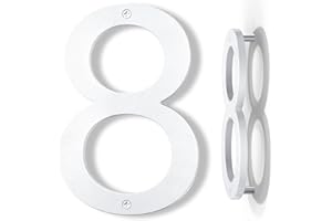 Yafimea 20 cm Hausnummer Weiß, Große wetterfeste Hausnummer aus Kunststoff mit Schraubmontage, 3D Floating-Effekt für Außenbereich, Wand oder Zaun (8)