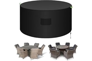 Neuradical Round Garden Furniture Cover, Waterproof Outdoor Circular Table Covers, Heavy Duty Patio Protector with Air Vent - Oxford Fabric -Tear Resistant, Anti-UV, Windproof - Ø230 x100cm