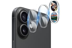 AIYEEN Osłona obiektywu aparatu (3 sztuki) kompatybilna z iPhone 16 15.5 cm i iPhone 16 Plus 17.0 cm osłona obiektywu aparatu, szkło hartowane 9H, przezroczyste HD odporne na zarysowania [tryb
