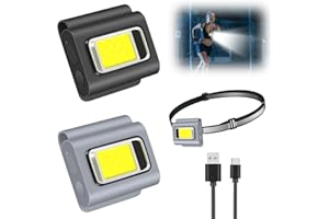 ZOOMARLOUS 2PCS Magnetic COB Work Light, Waterproof Portable LED Light, Magnetic Work Light, Night Running Light Rechargeable for Camping Fishing with 6 Light Modes (Black+Gray)
