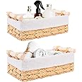 Happy Fox Set of 2 Seagrass Wicker Baskets Bins with Removable Liners，For Shelf Bathroom Kitchen Home Desk (Set of 2 Seagrass)… (Modern)