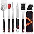 BBQ Accessories, Onader 7PCS Stainless Steel Barbecue Tools Set for Men, Outdoor Grill Utensils Set with Storage Bag for Cooking Camping Grilling, Heavy Duty & Dishwasher Safe, Heat Resistant