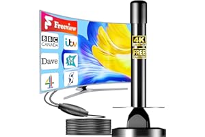BSPHEREX Indoor TV Aerial for Freeview – Long Range 2025 HDTV Aerial with 360° Reception & Magnetic Base, Supports 4K/1080P HD, Easy Setup for Smart and Older TVs, 5m Coaxial Cable for Local Channels