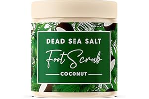 CalmGenix Dead Sea Salts Exfoliating Foot Scrub with Coconut Oil | Natural Foot Exfoliator | Cracked Heel Feet Hard Skin Remover | Foot Moisuriser - Dead Sea Salt Scrub For Home Foot Spa - 460g
