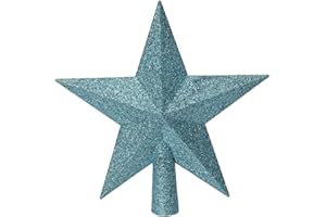 Kaemingk Christbaumspitze Kunststoff 19cm Stern mit Glitzer Weihnachtsbaumspitze Zuckerblau hellblau - helltürkis - türkisblau - himmelblau