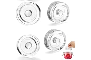 AARCYYE Fermentation en Verre pour la Fermentation, Poids en Verre pour Fermentation avec Large Ouverture, 4 Pièces de Pierre D'alourdissement, Poids en Verre pour la Fermentation de Légumes (Concave)