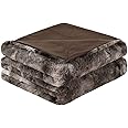 PiccoCasa Soft Faux Fur Blanket Throw - Reversible Tie-dye Luxury Shaggy Throw Blanket for Sofa, Couch and Bed - Plush Fluffy Fleece Blankets As Gifts 130 x 150 Cm, Brown