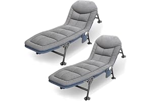 T-ZBDZ Chaise Longue de Camping à 6 Pieds avec Matelas, Lit de Camp Pliable pour Adultes, Portable Lits de Camping pour l'extérieur Le Camping Voyage la Maison, Jardin Bureau