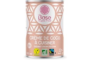 BASE ORGANIC FOOD Crème de Coco BIO Sans Additifs | Vegan Equitable | Curry | Dhal | Cuisine Asiatique | Cuisine Indienne | Soupe | Desserts | Pâtisserie | Alternative Crème Fraîche |BaseOrganicFood|Origine Sri Lanka