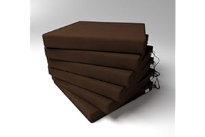 Market-Alley Stuhlkissen Sitzkissen mit Bänder für Gartenstuhl, Küche oder Esszimmerstuhl Stuhlauflage (112 Braun 40x40x4cm - 6er Set)