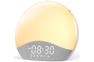 ecozy Sunrise Alarm Clock, White Noise Machine, Bluetooth Sync, 26 Sounds, 17 Night Lights, Upgraded Backlit Button, Sunrise/Sunset Simulation, Wake Up Light for Heavy Sleeper, Elderly, Kid