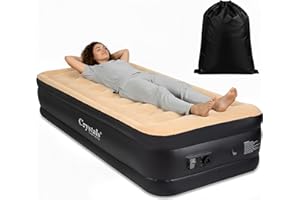 DENNY INTERNATIONAL DENNY Single High Raised Airbed Inflatable Mattress, Waterproof Camping Mattress Air Bed, Quick Inflatable Air Mattress for Adults & Kids, Blow Up Mattress Air Bed with Built-In Electric Pump