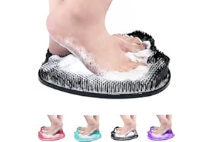 AXLOFO® Shower Foot Scrubber Mat, XL Larger Size Foot Massager Mat with Non-Slip Suction Cups - Cleans, Exfoliationl, Massages Your Feet Without Bending, Foot Circulation & Relieve Tired Feet (Black)