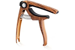 Linrax C4 Guitar Capo, 4 in 1 Capo Pick Holder Bridge Pin Puller String Cutter, Universal Clamp Capo for Acoustic Guitar Electric Guitar Bass Ukulele Banjo Mandolin, Guitar Accessories, Wood Grain