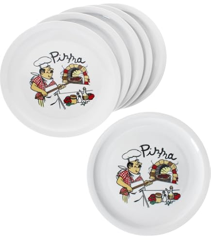 Van Well Set 6 Piatti Fondi Milano – Porcellana 27 Cm, Stampa Colorata Mediterranea, Lavabili In Lavastoviglie, Per Pasta, Zuppe E Stufati
