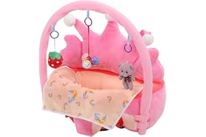 Chrees Babystödsits Sittstol för Spädbarn Plysch, Hopfällbar Babysits med Mjukt Sammetsmaterial för Säkert Lärande Att Sitta
