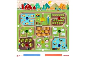FunnyGoo Square Leading Bead Maze Puzzle Interactive maze Beads Maze on Board Game Eduactional Handcraft Toys - Farmer in the Farm