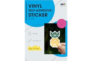 PHOTO PAPER DIRECT PPD A4 20 Fogli Di Carta Vinile Adesiva Lucida Per Stampanti Inkjet - Sticker Bianco - PPD-36-20