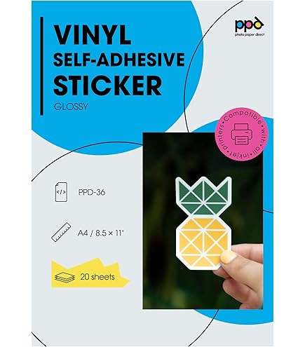 Evergreen Goods 10 vellen A4 glanzend zilver afdrukbare sticker vinyl | Waterdichte inkjet en laserafdrukken | Zelfklevend kleverig achterlabel