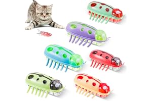 ertlutw 6 Stück Mini Käfer, Elektrische Marienkäferspielzeug Maus Katze Hund Käfer Fluchthindernis automatisches Umdrehen Haustier Lustiges Spielspielzeug für Katzen Kätzchen Training