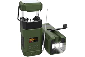 Libovgogo DF-585 AM UKW Kurbelradio mit Bluetooth Lautsprecher Campinglampe,Solar,Handyladefunktion, 3 Lichtmodi, IP65 Wasserdichter, Taschenlampe, Stroboskoplicht, für Camping,Outdoor Wohnmobilreisen